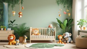 Lire la suite à propos de l’article Idées créatives pour une décoration de chambre de bébé sur le thème de la jungle