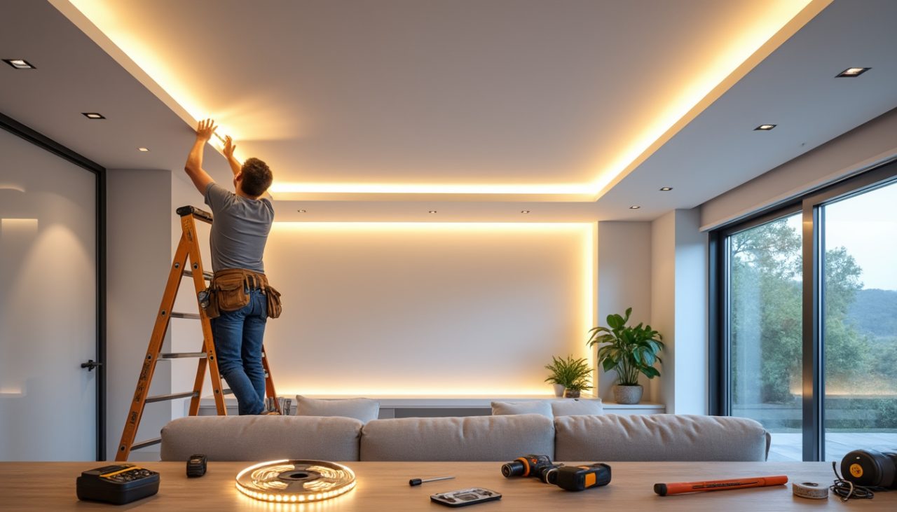 Lire la suite à propos de l’article Comment installer des bandes LED au plafond pour un éclairage moderne ?